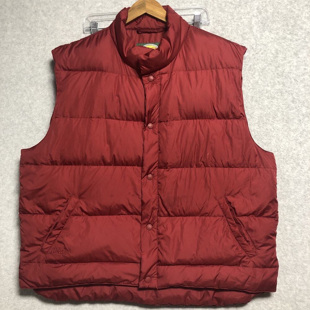 Cabela's Premier Northern Goose Down Puffer Vest Men XL Red Flaws
